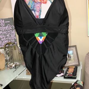 Strappy Black one piece swimsuit